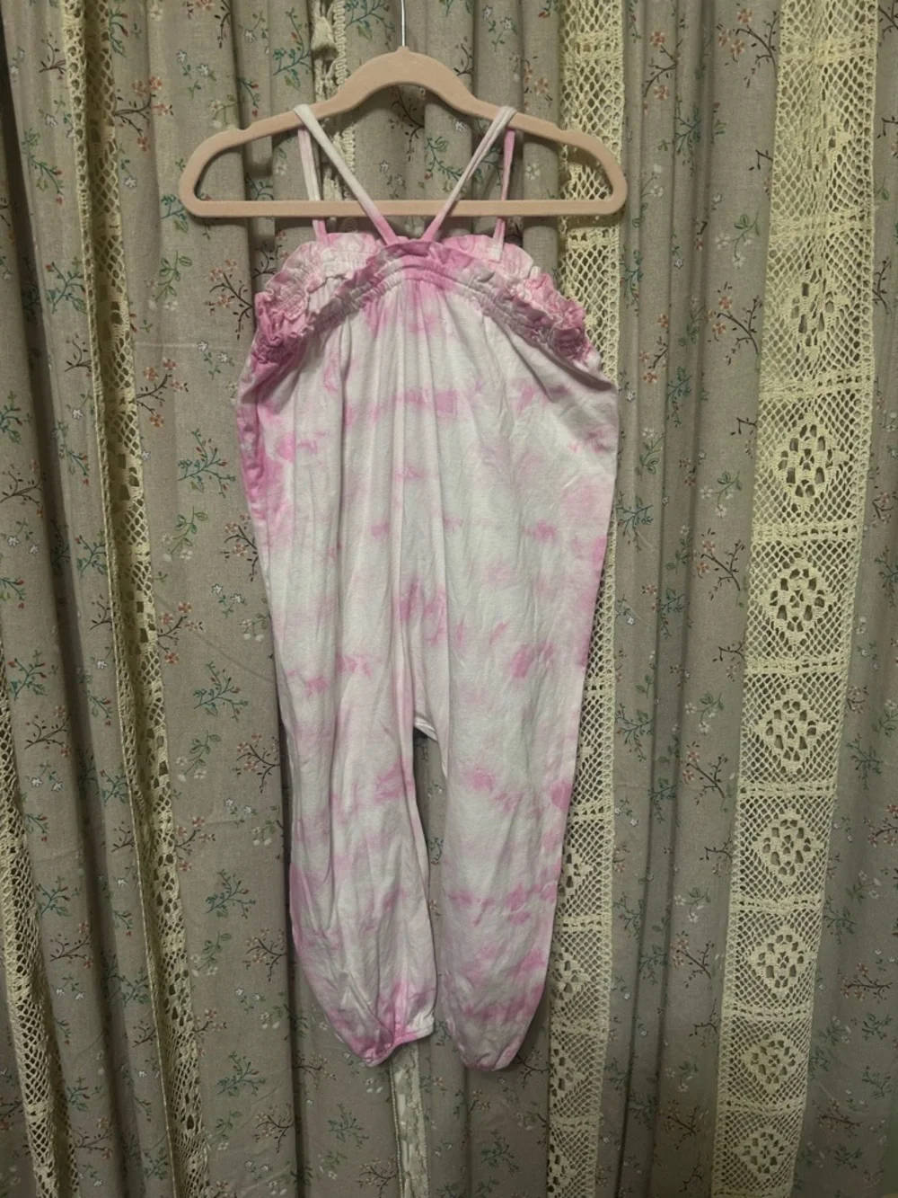 Pink Peony Kids Tie Dye Romper Girls Size 8‎ Cottagecore Soft Girl Jumpsuit
